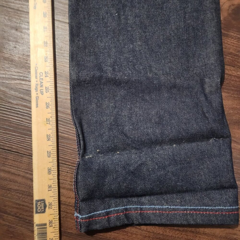 Vintage Qruel Jeans men's 36x32 Blue Dark Raw Red Stitching Baggy y2k - Picture 13 of 14